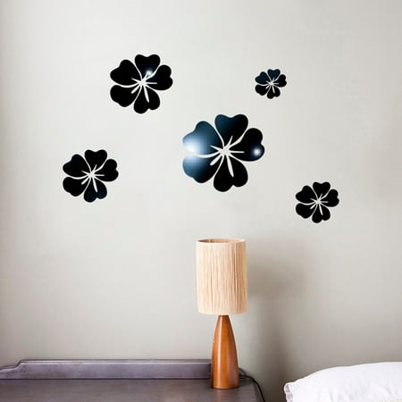 Vikakiooze Home Decor , 3D Mirror Floral Art Removable Wall Sticker Acrylic Mural Decal Home Room Decor