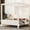 Beige, variant on Euroco Upholstery Queen Size Canopy Platform Bed, No Box Spring Needed, Beige