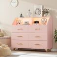 thumbnail image 4 of Dresser for Bedroom with Charging Station and LED lights, 6 Drawers Dresser with Open Shelf for Bedside Living Room Nursery Laundry Closet Entryway Hallway, 4 of 7
