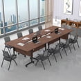 thumbnail image 4 of Conference Table with Wheels 55.1IN,Foldable Mobile Training Table for Office, Classroom & Meeting Room - Space-Saving Multipurpose Folding Seminar Table Heavy-Duty (Walnut 4P), 4 of 6