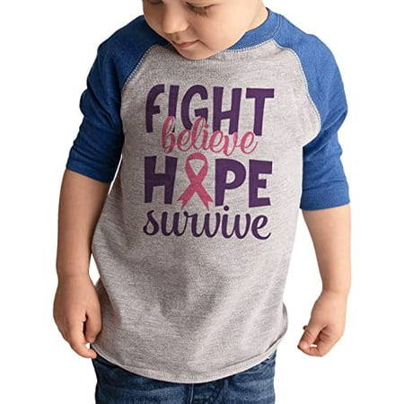 

7 ate 9 Apparel Kids Cancer Shirts - Fight Believe Hope Survive Blue Shirt 18 Months