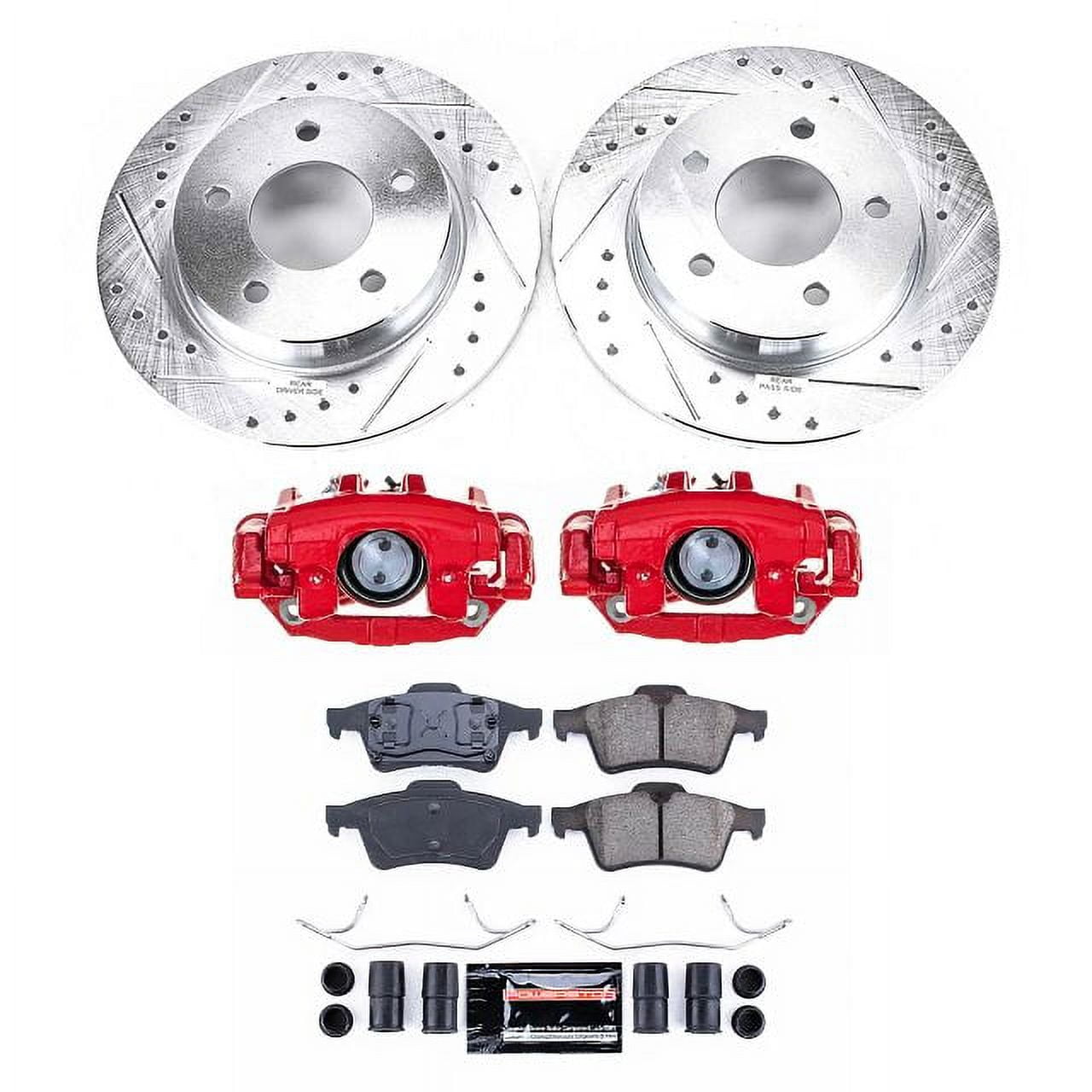 PowerStop Rear Z23 Evolution Sport Brake Pad and Rotor Kit with Red Powder Coated Calipers Fits: MAZDA Select Models KC124