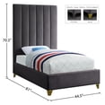 thumbnail image 6 of Meridian Furniture Via Rich Velvet Twin Bed in Gray, 6 of 8