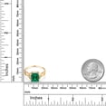 thumbnail image 3 of Gem Stone King 3-Stone Ring for Women | 18K Yellow Gold Plated Silver | 9X7MM Emerald Cut Gemstone Birthstone & Lab Grown Diamond | Wedding Anniversary Engagement Ring | Size 5-9 | Nano Emerald | 8, 3 of 5