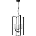 thumbnail image 6 of League Collection Three-Light Matte Black and Etched Glass Modern Farmhouse Foyer Chandelier Light, 6 of 8