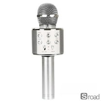 5-in-1 Wireless Bluetooth Karaoke Microphone With Speaker, Portable PA System With Voice Effects For Home Party Singing & Meetings,Silver