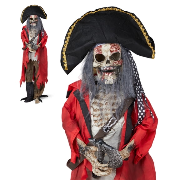 Zimtown 6.3FT Halloween Animatronic Pirate Standing Pirate The Sound Activated Halloween Prop