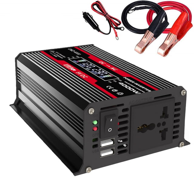 Onduleur à Onde Sinusoïdale Modifié de Puissance de Crête 4000W Affichage LED Onduleur de Puissance 300W DC 12V