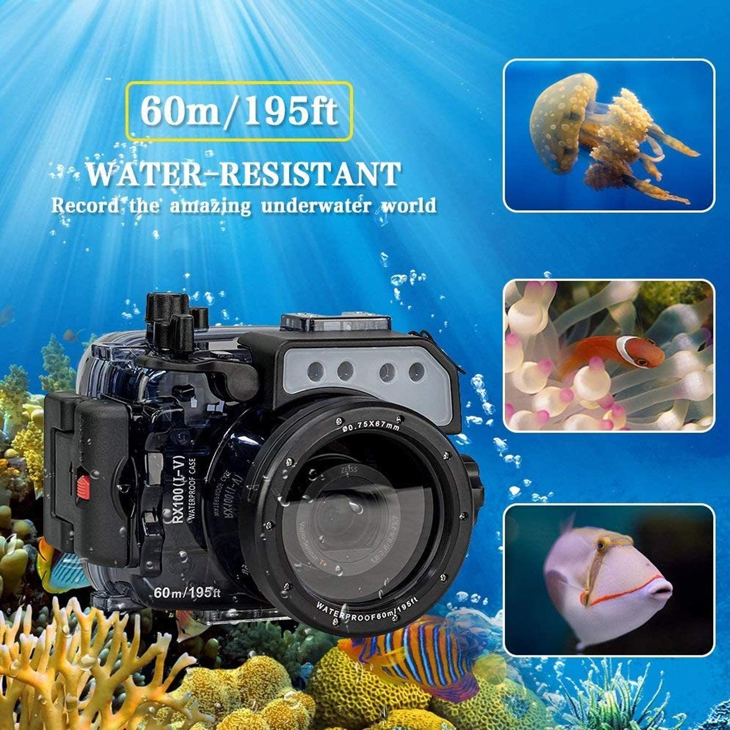 Seafrogs 60M Underwater Camera Housing w/Dome Port  Two Hands Aluminium  Tray Kit Waterproof case for Sony RX100 I II III IV V RX100 M2 M3 M4 M5 