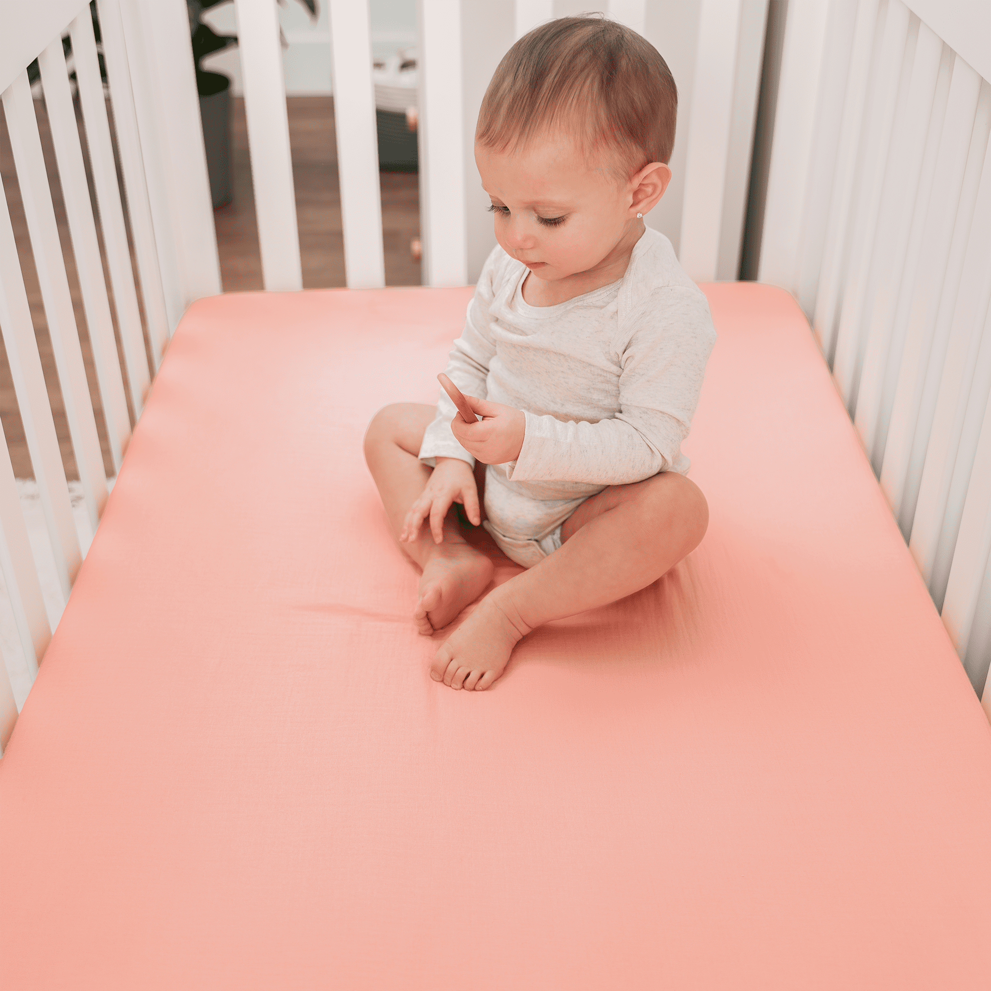 Comfy Cubs Muslin Crib Sheet, 100% Muslin Cotton Crib Sheets for Standard Crib Mattresses (Lace Pink)