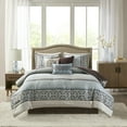 thumbnail image 2 of Home Essence Cambridge 7 Piece Jacquard Comforter Set, Blue, Cal King, 2 of 16