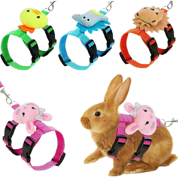 4 Set Adjustable Bunny Rabbit Harness and Leash Set for Bunny Ferret and Small Pets