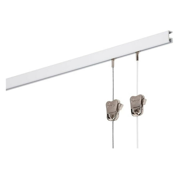 STAS Picture Hanging System minirail White 150 cm - Complete kit, incl. 2 Cords 150cm with