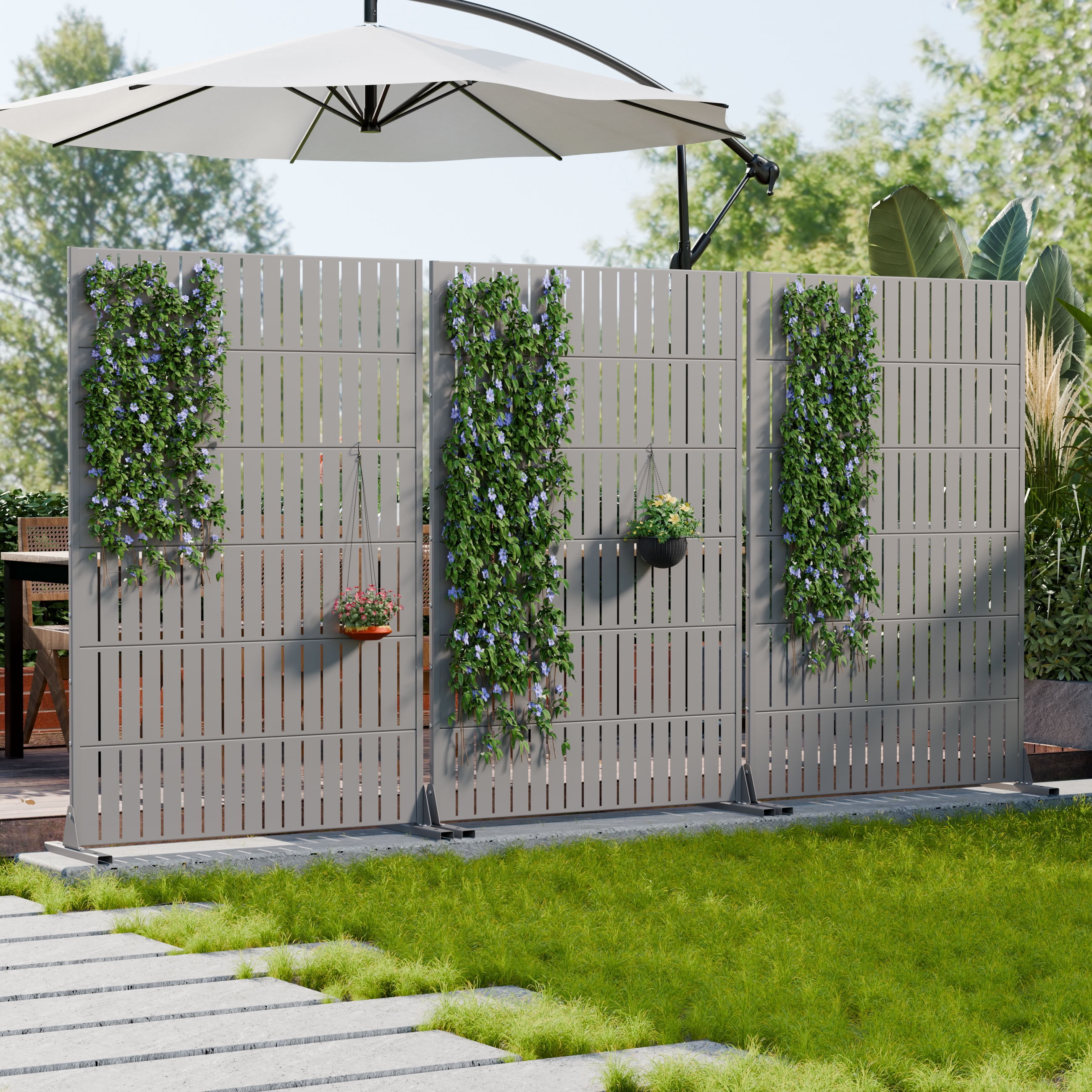 MAYEERTY 72*47in Outdoor Privacy Screen, Rust Proof Metal Privacy Fence, Decorative Privacy Panel for Patio, Balcony, Garden