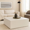 thumbnail image 3 of Benjara Viko Modern Square Coffee Table- White Wood Faux Concrete Finish- 39", 3 of 6