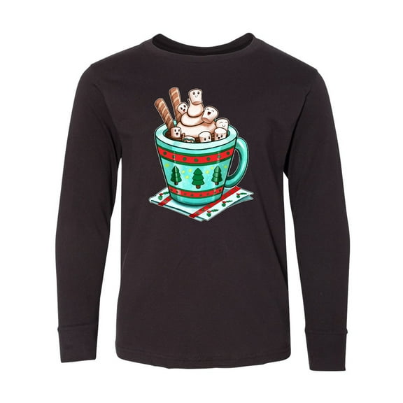 Inktastic Holiday Marshmallows in Hot Chocolate Long Sleeve Youth T-Shirt
