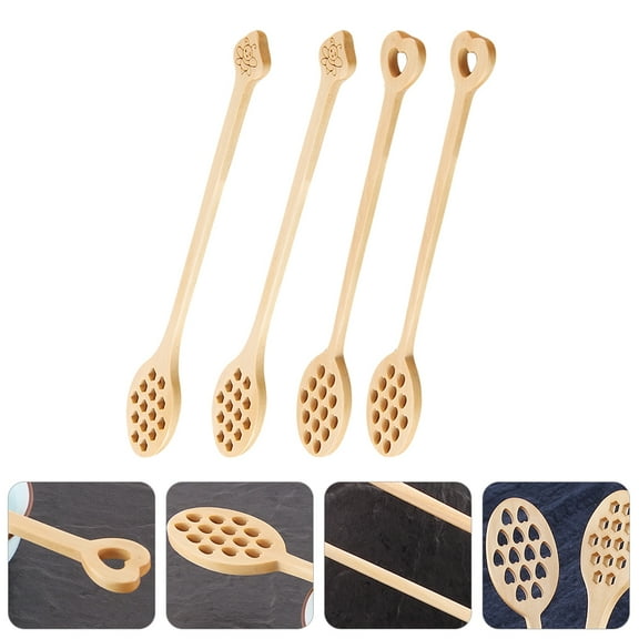 OATIPHO Honey Mixing Spoons Assorted Color Wood for Home 4Pcs