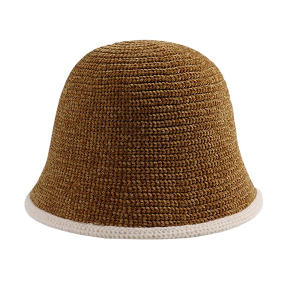 Mosey Fall Winter Knitted Bucket Hat Simple Fashion Low Profile Soft Thickened Warm Cotton Women Girls Knitting Fisherman Cap