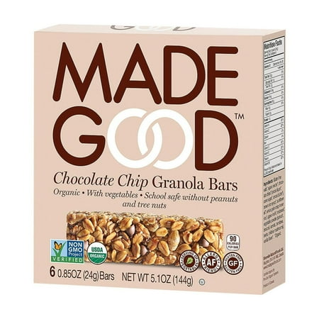 MadeGood Organic Granola Bars Gluten Free Chocolate Chip 6 Bars Pack of 4
