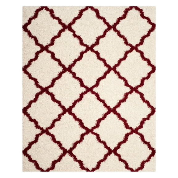 SAFAVIEH Dallas Logan Geometric Shag Area Rug, Ivory/Red, 3' x 5'