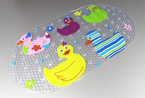 Colored Duck Children Bathtub Mat Nonslip Machine Washable Bath Mat Shower Mat for Toddlers with Strong Suction Cups on the Bottom 