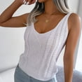thumbnail image 6 of Mrat Slimming Tank Tops Women's Solid Color V-Neck Shirt with Exposed Button Button Tops Low Cut Tank Tops for Women S-425 White M, 6 of 8