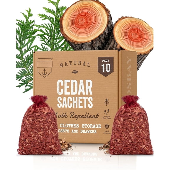 All-Natural Cedar and Lavender Sachet (20 Pack) with Hanger Hooks Included: 10 Lavender Sachets for Drawers and Closets, 10 Cedar Sachets Best Moth Repellent for Clothes