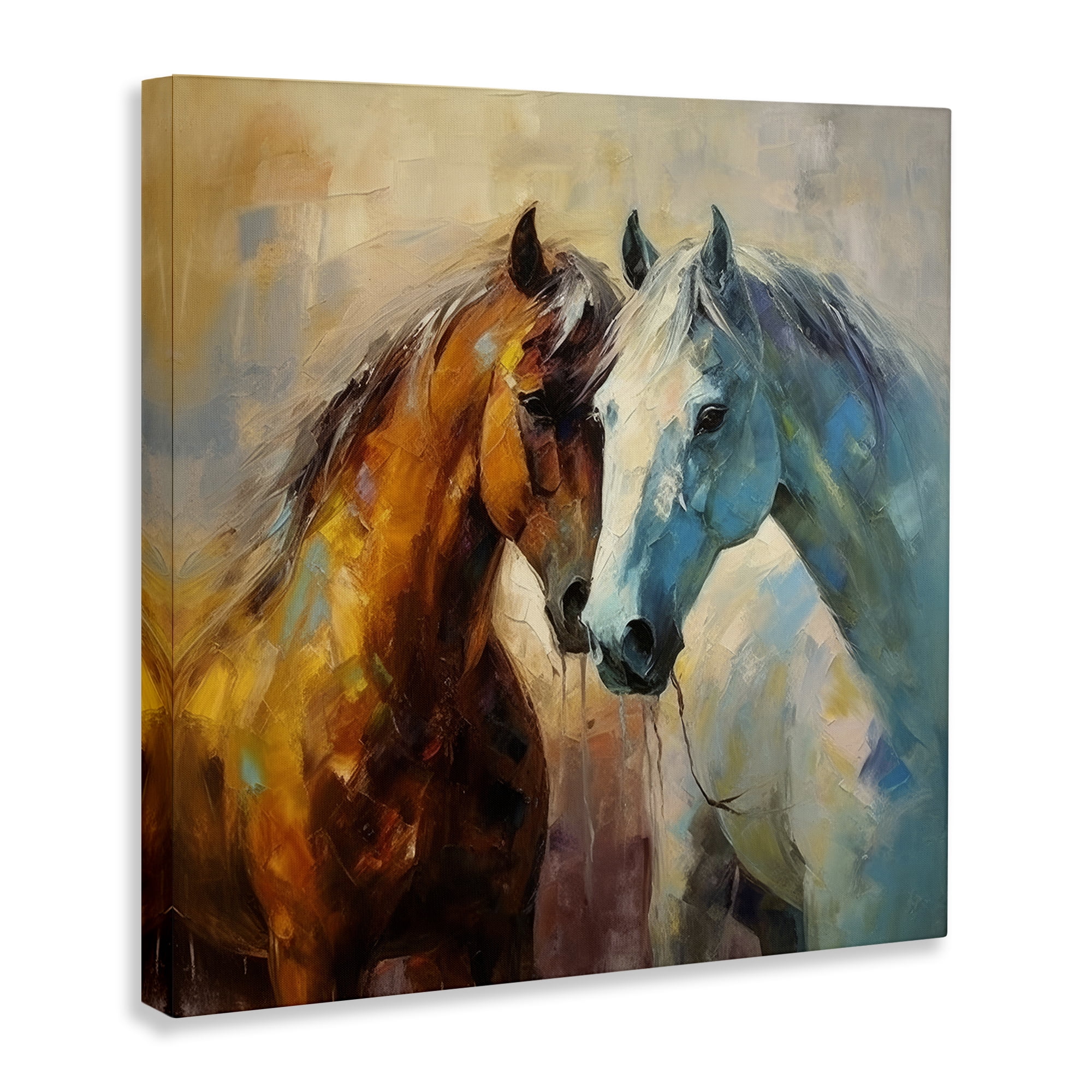 Stupell Industries Painterly Horse Pair Animals & Insects Painting Gallery Wrapped Canvas Art Print Wall Art, 30 x 30