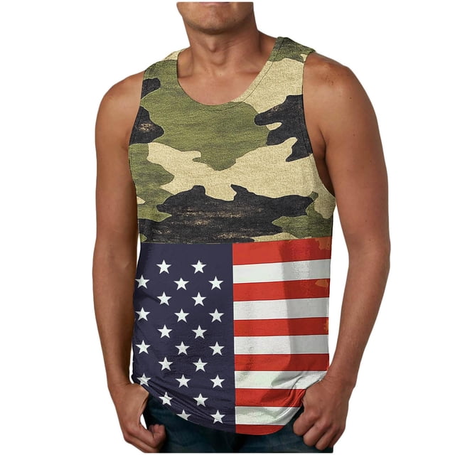 Hombres Moda Casual sin Mangas Impresión Suéter Cuello Redondo Tanque Deportivo