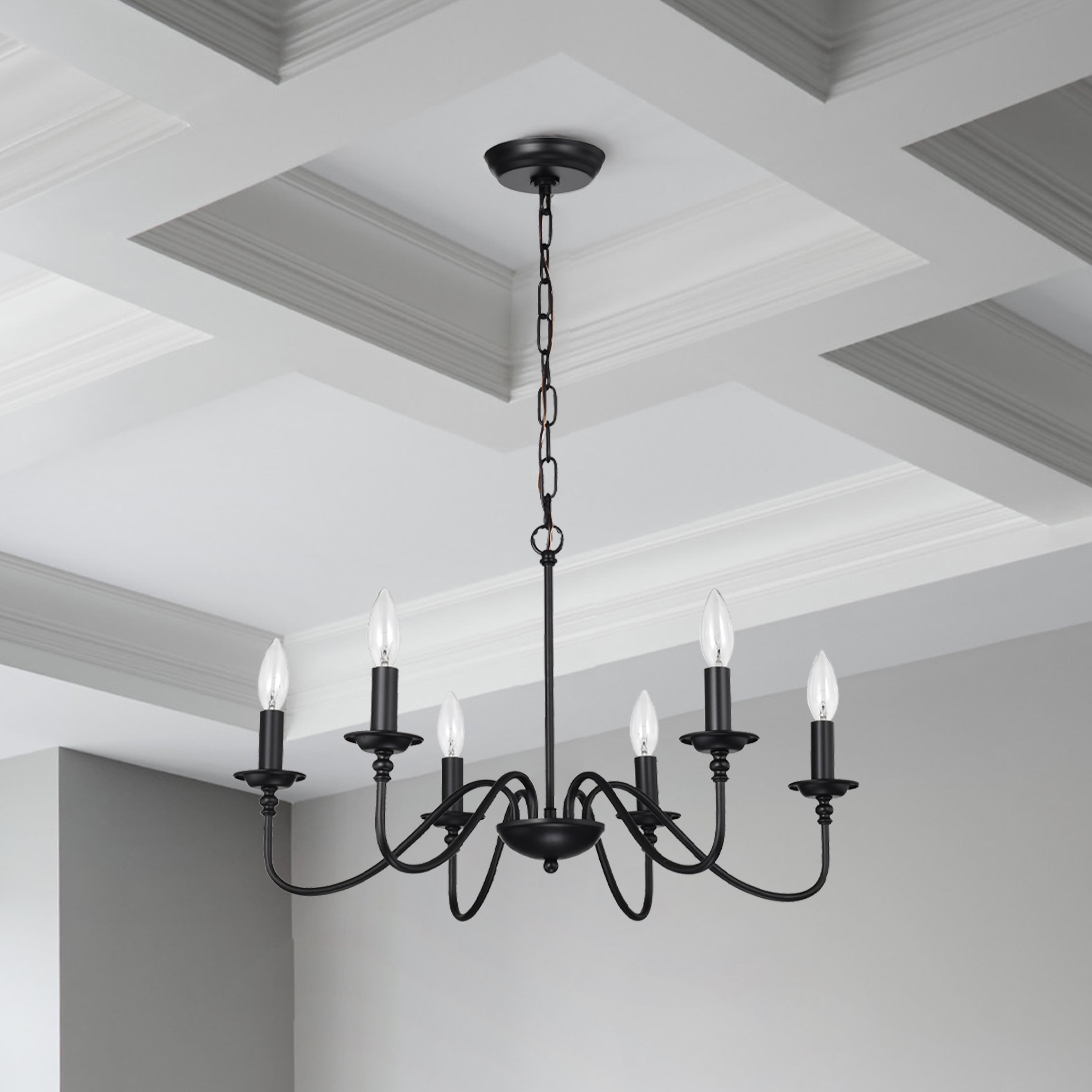 MODLAND Light Pro 6-Light Artisan Iron Farmhouse Chandelier, with Matte Black and Barnwood Accents