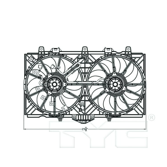TYC 623080 Dual Radiator and Condenser Fan Assembly For 14-16 Infiniti Q50