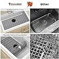 Silicone Sink Mat 24.8"x 13", Grey Kitchen Sink Protector Grid Accessory with Rear Center Drain Non-slip Folding Sink Grates for Bottom of Farmhouse Stainless Steel Porcelain Sink