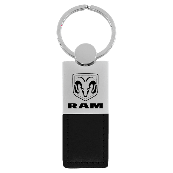 Automotive Gold Porte-Clés KC1740.RAM.BLK Logo de Bélier; Noir et Chrome; Cuir Véritable et Métal