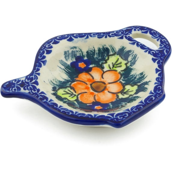 Polish Pottery 4¼-inch Tea Bag or Lemon Plate (Butterfly Splendor Theme) Signature UNIKAT Hand Painted in Poland Certificate of Authenticity