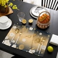 thumbnail image 3 of Yellow Flower Placemats Set of 6, Japanese Style Floral Leaf Textured Placemats for Dining Table, Place Mats for Kitchen Tabletop, Waterproof Wipeable Dining Table Mats Set, 3 of 9