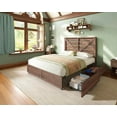 thumbnail image 5 of Merluxy Full Size Farmhouse Bed Frame with Headboard, Wooden Storage Bedroom Furniture, Brown, 5 of 8
