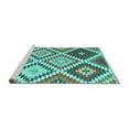thumbnail image 2 of Ahgly Company Machine Washable Indoor Square Abstract Turquoise Blue Contemporary Area Rugs, 5' Square, 2 of 4