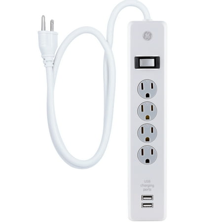 UPC: 0043180140906 | GENERAL ELECTRIC 4-Outlet  2-USB Charging Surge Protector  White  3 Feet – 14090