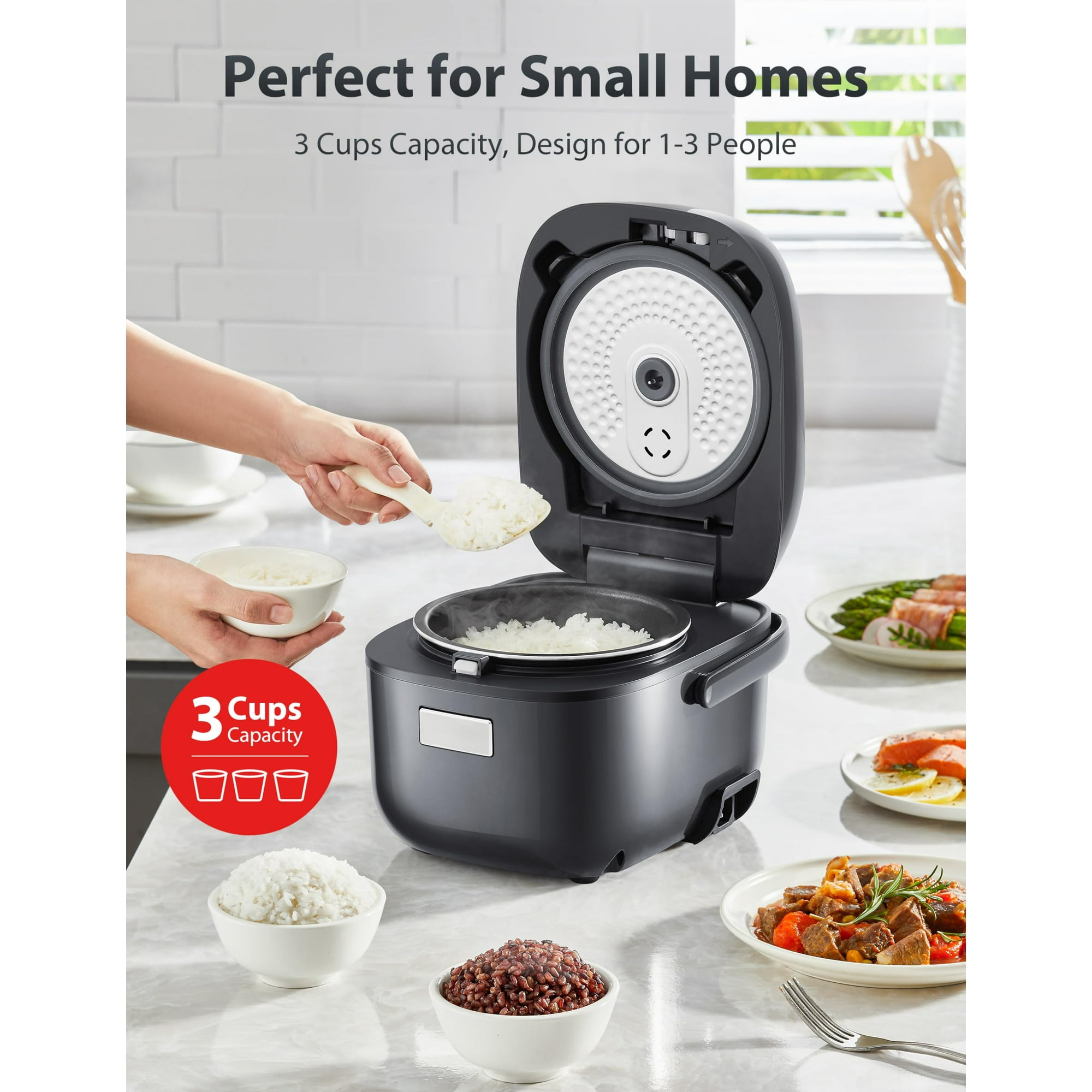 Toshiba Rice Cooker Small 3-Cup Uncooked- Lcd Display With