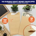 thumbnail image 2 of 110 Pack Kraft Small Money Envelopes for Cash Saving, 3.5x6.5in Small Cash Envelopes for Money, Coins, Gift, Trinkets, 2 of 6