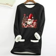 thumbnail image 2 of Feancey Womens Thermal Tunic Tops Christmas Fleece Lined Crewneck Sweatshirts Funny Santa Claus Printed Pullover Xmas Casual Loungewear Pajamas with Pockets Black L, 2 of 4