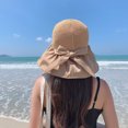 thumbnail image 4 of Diufon Wide Brim Straw Hat for Women Trendy Ruffled Hem Outdoor Beach Sun Hats Holiday Style Cap with Bow, 4 of 7