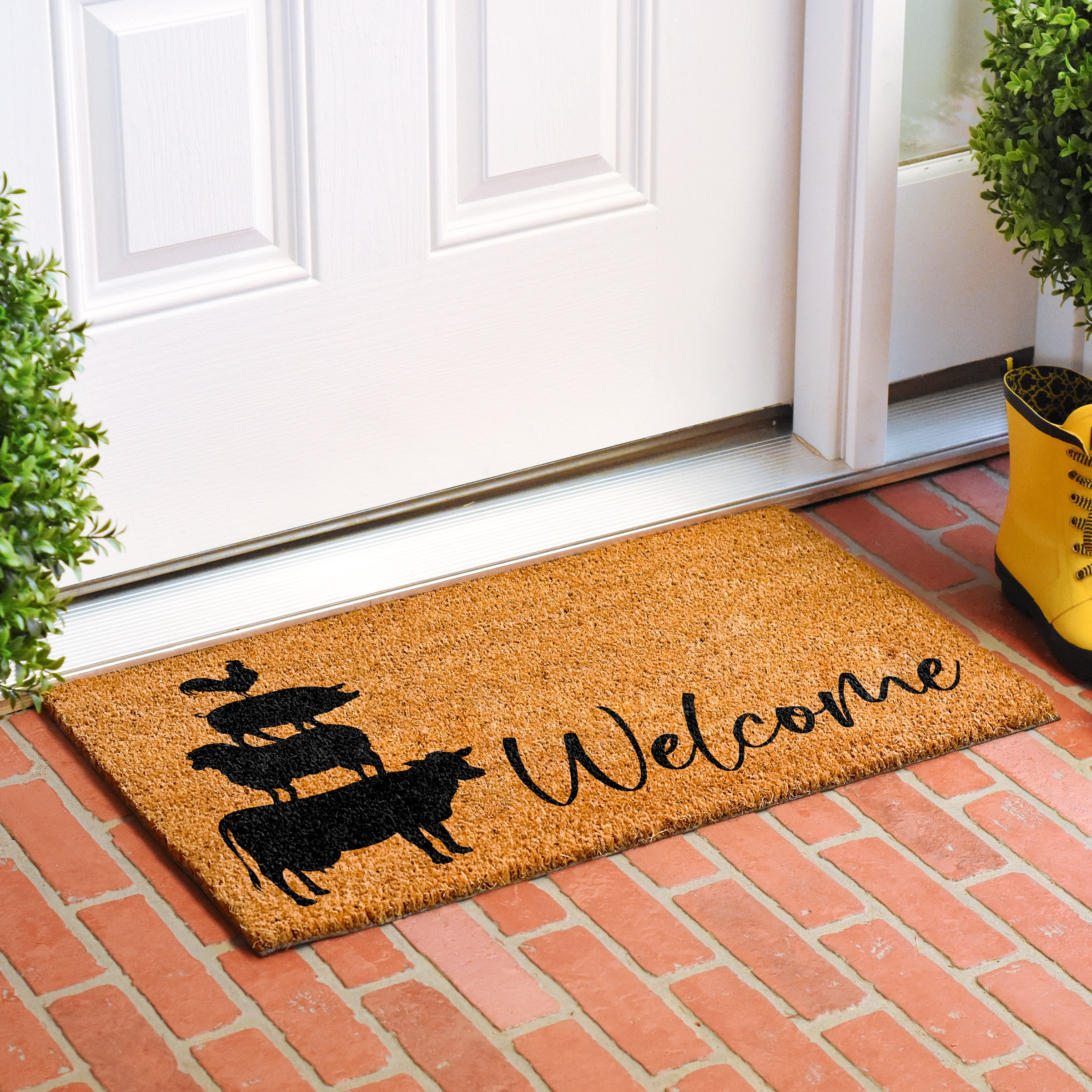 Calloway Mills 109913048 30 x 48 in. Farmhouse Animals Rectangular Doormat, Multi Color