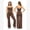 Wide Leg Brown, variant on Womens Workout Sets 2 Piece Spaghetti Straps Square Neck Crop Top Straight Butt-lifting Leg Yoga Pants Pilates Outfits