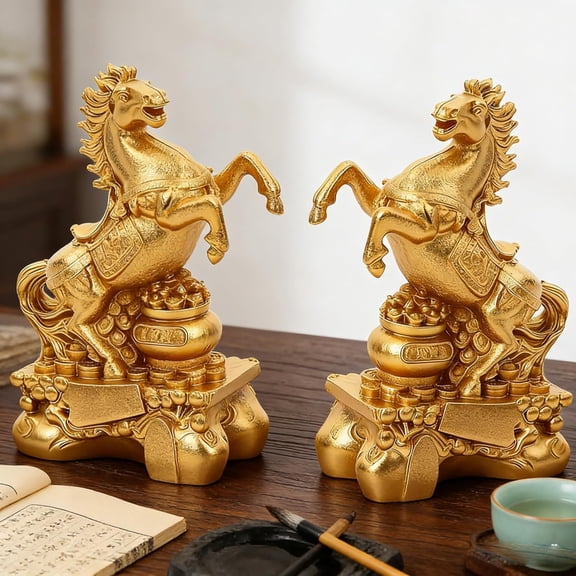 2026 Zodiac Horse Figurine - 2PCS Horse Statue for New Year, Home & Office Decor, Wealth & Good Luck Symbol, PVC Collectible Tabletop Sculpture(DSF)