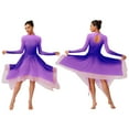 thumbnail image 6 of Hansber Women's Praise Dance Dress Long Sleeve Flowy Swing Asymmetrical Tunic Worship Liturgical Dancewear Lavender L, 6 of 6