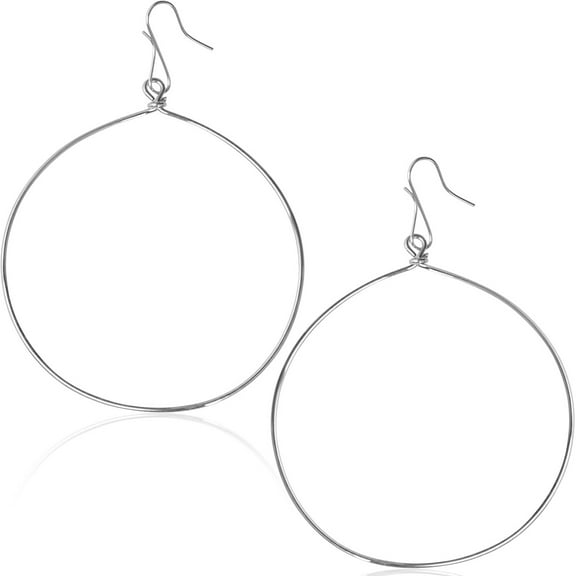 Humble Chic Dangle Hoop Earrings for Women - 925 Sterling Silver Plated Large Hoops