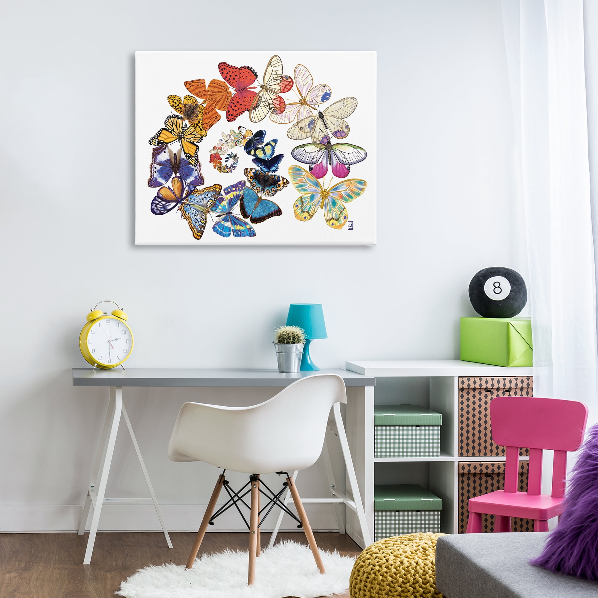 Stupell Industries Flying Butterfly Spiral Animals Painting Wrapped Canvas Art Print Wall Art, 40 x 30