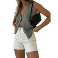 thumbnail image 4 of Fiomva Women Crochet Knit Vest Y2k Hollow Out V Neck Sleeveless Crop Top Vintage Streetwear, 4 of 7