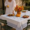 Bedside Table Spring Style Blue Block Print Tablecloth - Linen-Blend Rectangular 60